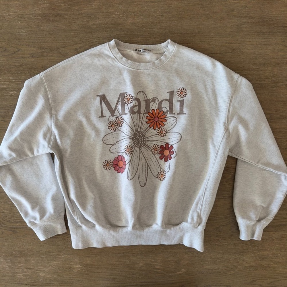 Mardi Mercredi Flowermardi Blossom Oversized Sweatshirt-Oatmeal‎ Cotton-One Size